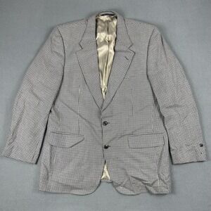 Vintage Burberrys Blazer Mens 46 Navy Gray Houndstooth Sport Coat 2 Button 90s
